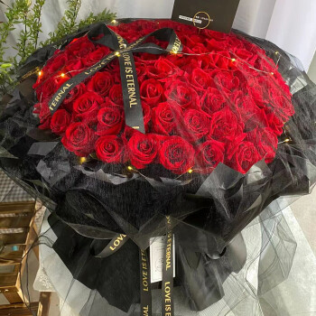 花艺湾鲜花同城配送红玫瑰花束送女友520表白礼物速递花店爱的小惊喜-99朵红玫瑰花束全国同城配送留言送花日期	